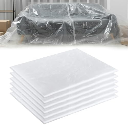 6er Set Abdeckfolie Maler,4×5m Malerplane,Transparente Malerfolie,Große Abdeckplane,Staubschutzfolie für Malerarbeiten, Renovierung, Gartenmöbel