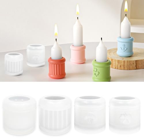 TZEKING 4 Stück Silikonformen Gießformen Kerzenhalter,Silikonform Weihnachten,Kerzenform Giessform,DIY Gießformen Silikon,Kerzen Formen Silikon für Bastelarbeiten