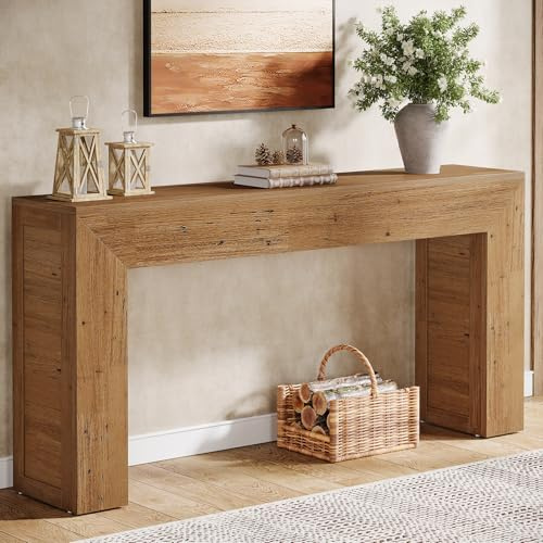 Tribesigns Konsolentisch 160 cm schmaler Sofatisch, Flurtisch aus Holz hinter der Couch, Industrieller Eingangstisch für Eingang, Flur, Foyer, Wohnzimmer, Lichtbruin