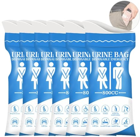 12/24 Stück Einweg-Urinbeutel,Super Saugfähig Tragbarer urinflaschen mit Absorbierende Baumwollunterlage,Notfalltoiletten fürs Auto,Urinella für Frauen für Unterwegs Camping Outdoor(Blue,6 Pcs)