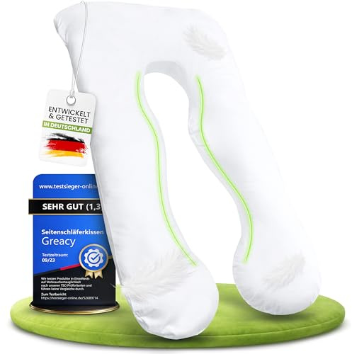 Greacy Seitenschläferkissen mit Bezug [waschbar - Flexible Füllung] Stillkissen XXL | Pregnancy Pillow | Kissen Schwangerschaft | Body Pillow | Schlafkissen | Schwangerschaftskissen (Weiß)
