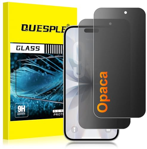QUESPLE 2 Pezzi Privacy Opaca Pellicola Protettiva per iPhone 17 6,3 Pollici, Anti-Impronte e Antiriflesso Anti Spia Privacy Vetro Temperato Copertura Totale, Durezza 9H