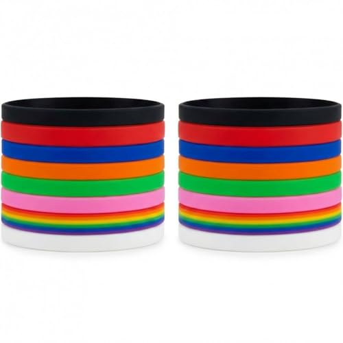 AEUXZA 16 pezzi Set di braccialetti elastici in silicone per uomini e bambini, silicone colorati per fitness, corsa, sport, festa, regali di partito, braccialetti e braccialetto bambino (8 colori)