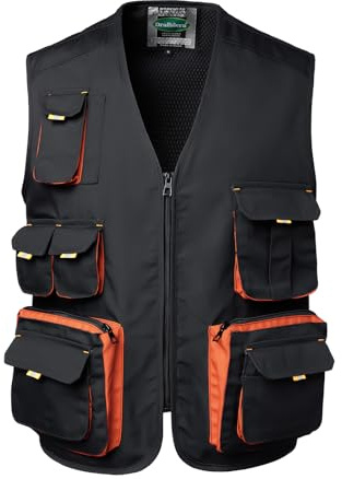 Oralidera Herren Westen Anglerweste Ärmellos Outdoor-Weste Arbeitsweste Weste Funktionsweste Sommer, Schwarz, XL