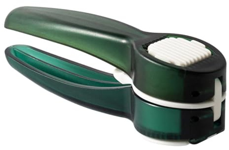HEANUJJ Prensa de Ajo Manual Doble Cara Trituradora y Rebanadora de Ajo Transparente Verde Herramienta de Cocina para Picar y Cortar y Jengibre Fácil de Limpiar