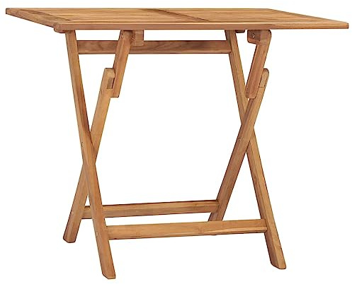 PUGYNBK Folding Garden Dining Table Solid Teak Wood Rectangular Outdoor Furniture for Alfresco Dining Seats 4 People Manual Foldable Mechanism Compact Storage