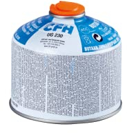 CFH Druckgasdose UG 440 - Universal Druck Gas Dose mit Anschraubgewinde nach DIN EN 417, Propan/Butan-Gasgemisch, 70% Butan/30% Propan, Inhalt 440 g, Für Gasgeräte mit Schraubanschluss nach DIN 521