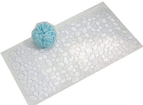 iDesign Pebblz Suction Non-Slip Bath Mat for Shower, Bathtub, Stall, 13.75 x 26.5, Clear