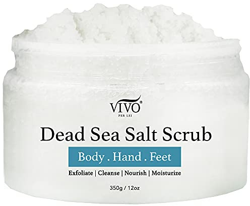 Vivo Per Lei Body Scrub - Exfoliating Body Scrub with Dead Sea Minerals - Dead Sea Salt Scrub for Hands & Legs - Body Exfoliant for a Supple Beach Body - 350 g/ 12.34 oz