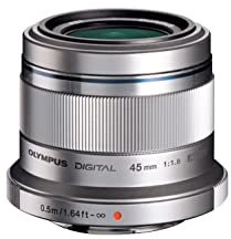 Olympus M.Zuiko Digital 45mm F1.8 Objektiv, lichtstarke Festbrennweite, geeignet für alle MFT-Kameras (Olympus OM-D & PEN Modelle, Panasonic G-Serie), silber