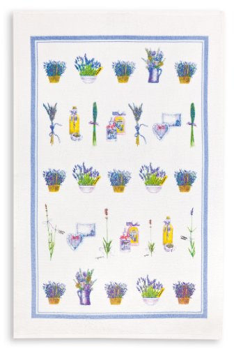 KRACHT, Geschirrtuch Frottier, Druck Lavendelkörbchen, 45/70cm, 100% Baumwolle