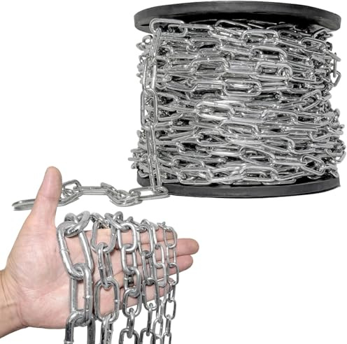 Elixir Gardens Premium Toughened Steel Chain 2.5-8mm Widths Various Lengths 1-30m Strong Heavy Duty Bright Zinc Plated Welded Links 5.0mm x 10m