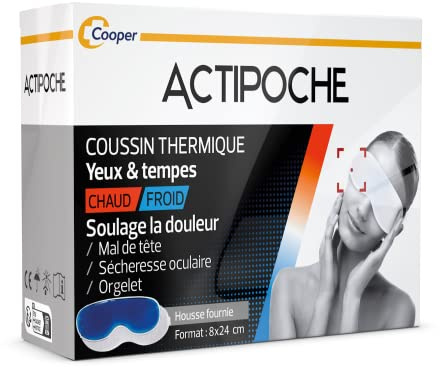 Cooper ACTIPOCHE - Coussin thermique - Thermothérapie - Mal de tête, sécheresse oculaire - Masque Yeux et tempes - Gel - 1 unité
