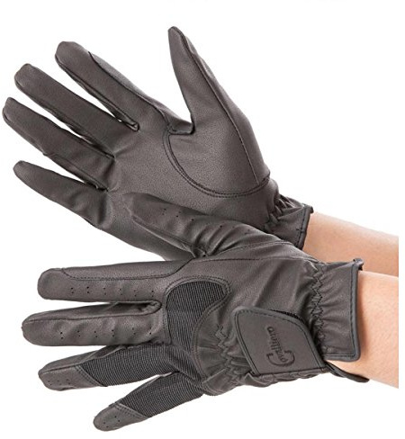 Covalliero Guantes de Montar Gloria, par, Talla 10/XL, Negro, Tejido Mixto, Adultos, con Inserto elástico, fijación en la muñeca, el más Vendido