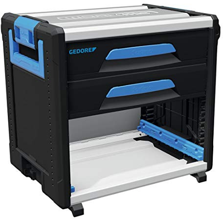 GEDORE Boîte à outils, WorkMo B2, 2 tiroirs, 1 compartiment, Plastique/aluminium, Verrouillage en option, Vide, Établi mobile 1110 WM-221