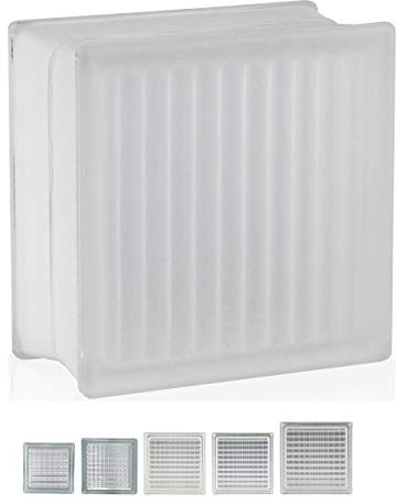 4 pièces FUCHS briques de verre quadrillé blanc 2 face satinée (verre dépoli) 19x19x10 cm