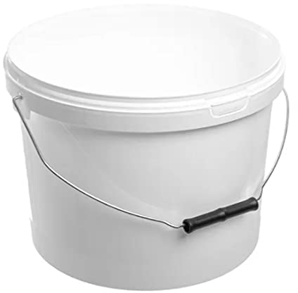 10 LITRE PLASTIC BUCKET WITH LID, HARD WEARING BUCKET METAL HANDLED