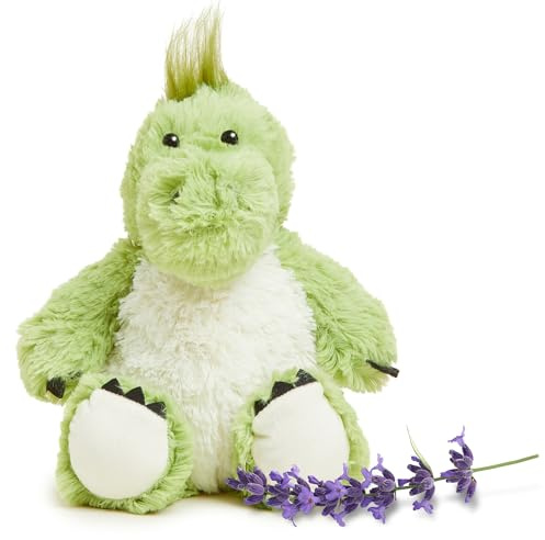 warmies Microwavable & Weighted Stuffed Animals, Green Dinosaur - Heated Stuffed Animal Plushie for Warmth & Comfort - Soft Plush Toys for Adults & Children (Boys, Girls, Babies & Toddlers)