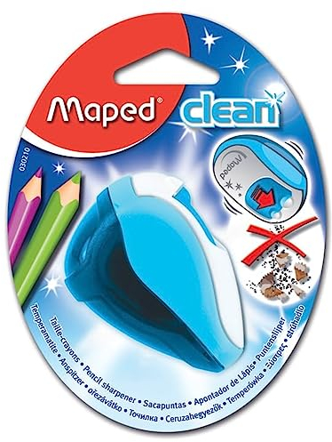Maped 30249 - Bleistift-Anspitzer, Dosen-Anspitzer mit selbstschließendem Deckel CLEAN, für dünne und dicke Stifte - blau, grün, pink