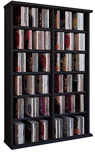 VCM Holz CD DVD Stand Regal | CD Regal mit Platz für 300 CDs oder 130 DVDs oder 72-Videos | Maße: H. 92 x B. 60 x T. 18 cm. | Elegantes DVD Regal | Blu ray Regal | CD Regal - Ronul