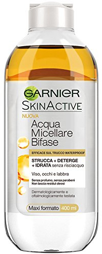 Garnier Acqua Micellare, Bifase con Olio d'Argan Efficace sul Trucco Waterproof, 400ml (Il pacchetto può variare)