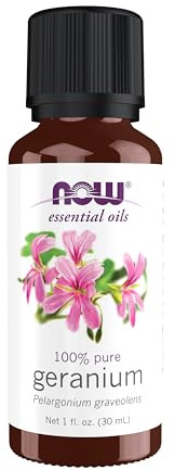 NOW Essential Oils, Geranium Oil, Soothing Aromatherapy Scent, Steam Distilled, 100% Pure, Vegan, Child Resistant Cap, 1-Ounce