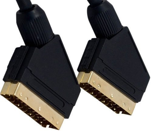 World of Data 20m Shielded Scart Cable - 24k Gold Plated - Fully Wired 21-pin Scart - Audio & Video Lead - Male to Male