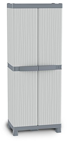 Terry, Base 3700 UW, Besenschrank mit zwei Türen, vertikaler Unterteilung, 4 Einlegeböden, 4 Einhängekörben, für innen und außen - 70x43,8x181,8 cm