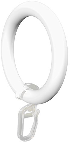 Flairdeco Gardinenringe / Ringe mit Faltenhaken, Plastik, Weiß, 57/41 mm, 20 Stück