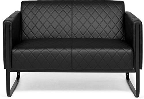 hjh OFFICE Loungesofa 2-Sitzer Aruba Black Kunstleder Polstersessel modern mit Stahlgestell, 111 x 78 x 71 cm, Schwarz