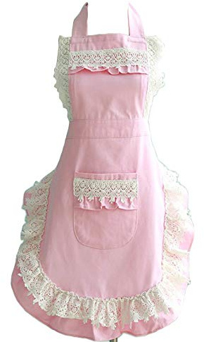 Hyzrz Lovely Home Work Adjustable Apron Cake Kitchen Cooking Women Girls Aprons With Pocket for Gift, Pink