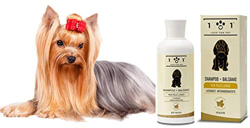 Shampoo + Balsamo Naturale e Vegetale - Delicato e Profumato - per Cani dal Pelo Lungo, Linea 101 (250ml)
