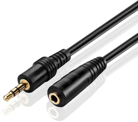 TNP AUX Headphone 3.5mm Extension Cable (15 Feet) - Male to Female Extender Audio Auxiliary Jack Adapter Wire Cord Plug Connector for iPhone iPod iPad, Smartphone Tablet, Home Car Speaker System
