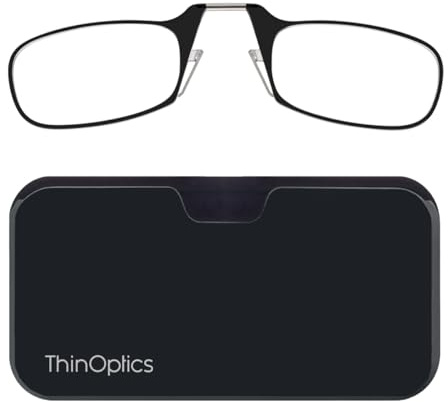ThinOptics Gafas de Lectura Ultrafinas con Estuche Pod +2.0 – Gafas sin Patillas, Compactas para Cartera o Móvil – Gafas de Lectura Portátiles Siempre Contigo – Ligeras y Resistentes