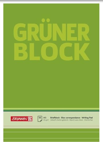 Brunnen 10 x Briefblock Der grüne Block A5 60g/qm liniert 50 Blatt