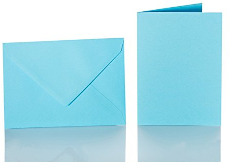 Paper24 Faltkarten Set mit Brief-Umschlägen je (25 Stück in der Farbe Blau) DIN C6 114x162 mm A6 14,8 x 10,5 cm