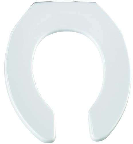 BEMIS 955CT Commercial Open Front Plastic Toilet Seat, Heavy Duty Industrial Seat without Lid, Secure Installation for Long Lasting Use, Made in USA, Round, White