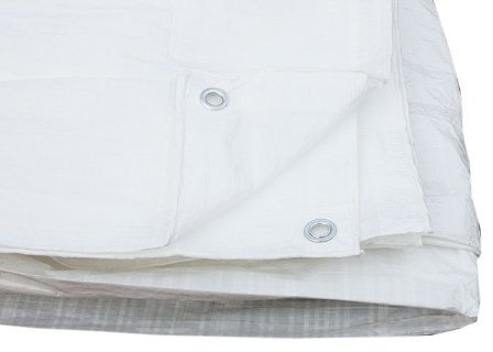 White Tarpaulin Cover Ground Sheet With Eyelets 3.5M X 5.4M 80 Gsm