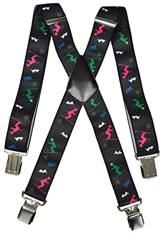 Olata Hosenträger für Skihosen | x- und y-förmige Hosenträger (Schwarz/Mehrfarbig) – 3 cm. 5-12 Jahre. X-Form