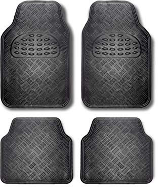 Bccorona ALF10130 Tapis en Caoutchouc Aluminium Carbone, Gris, Set de 4