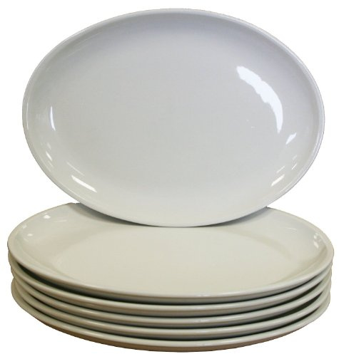 Utopia White Oval Coupe Plates Crockery Dinner Set - 305x242mm 12x9.5 (Box 6)