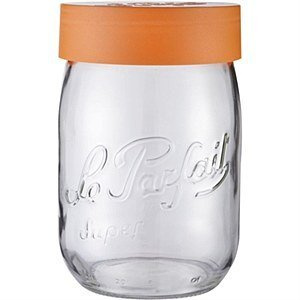 Le Parfait Orange Top Jar, 1.0Litre, Clear