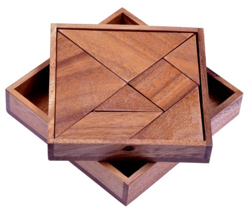 LOGOPLAY Tangram 'Quadrat' – Gioco di carte – Gioco di pensiero – Giochi di pazienza – Gioco di logica in legno
