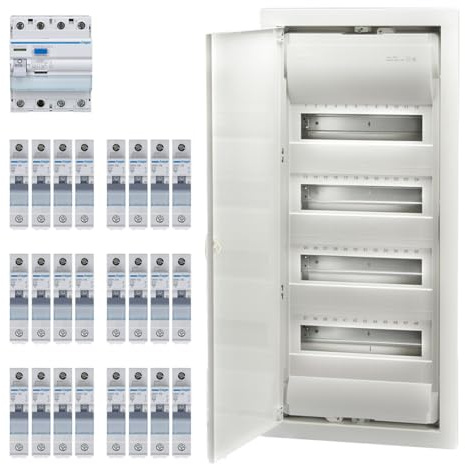 TM: Hager Verteiler Unterputz 4x12 TE inkl. Bestückung / 1x VU48NC, 24x LS MBN116, 1x FI CDA440D
