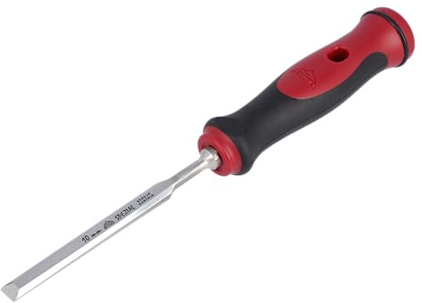 Stubai 356010 Ciseau à Bois Façon Suédois avec Manche Bi Matière, Argent/Rouge/Noir, 10 mm