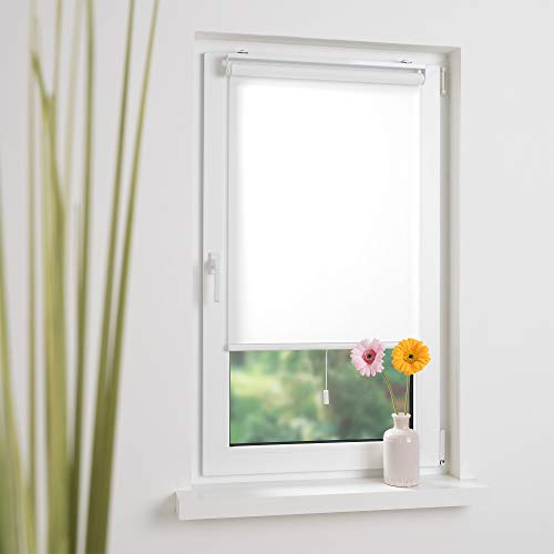 Liedeco Mittelzugrollo, Softrollo Tageslicht | Klemmträger, Montage ohne Bohren B 100 x H 130 | offwithe, weiß