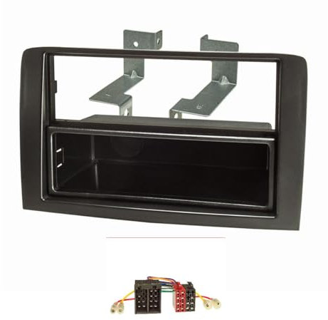 tomzz Audio 2414-028 Set di pannelli radio compatibili con Fiat Idea Lancia Musa nero con adattatore radio ISO