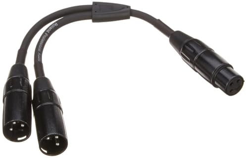 Roland Black-Serie Verbindungs-Split/Y-Kabel – XLR (weiblich) auf 2x XLR (männlich), Länge: 15cm – RCC-YC-XF2XM
