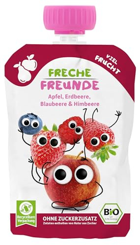 FRECHE FREUNDE Bio Quetschies Erdbeere, Blaubeere & Himbeere, (6x100g)