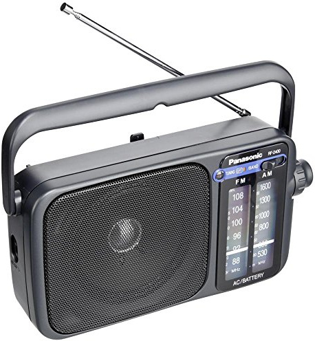 Panasonic RF-2400DEB-K Portable FM/AM Radio with Digital Tuner, Large Dial, Mains and Battery powered, Easy to Use Radio for Home, Travel or Outdoors